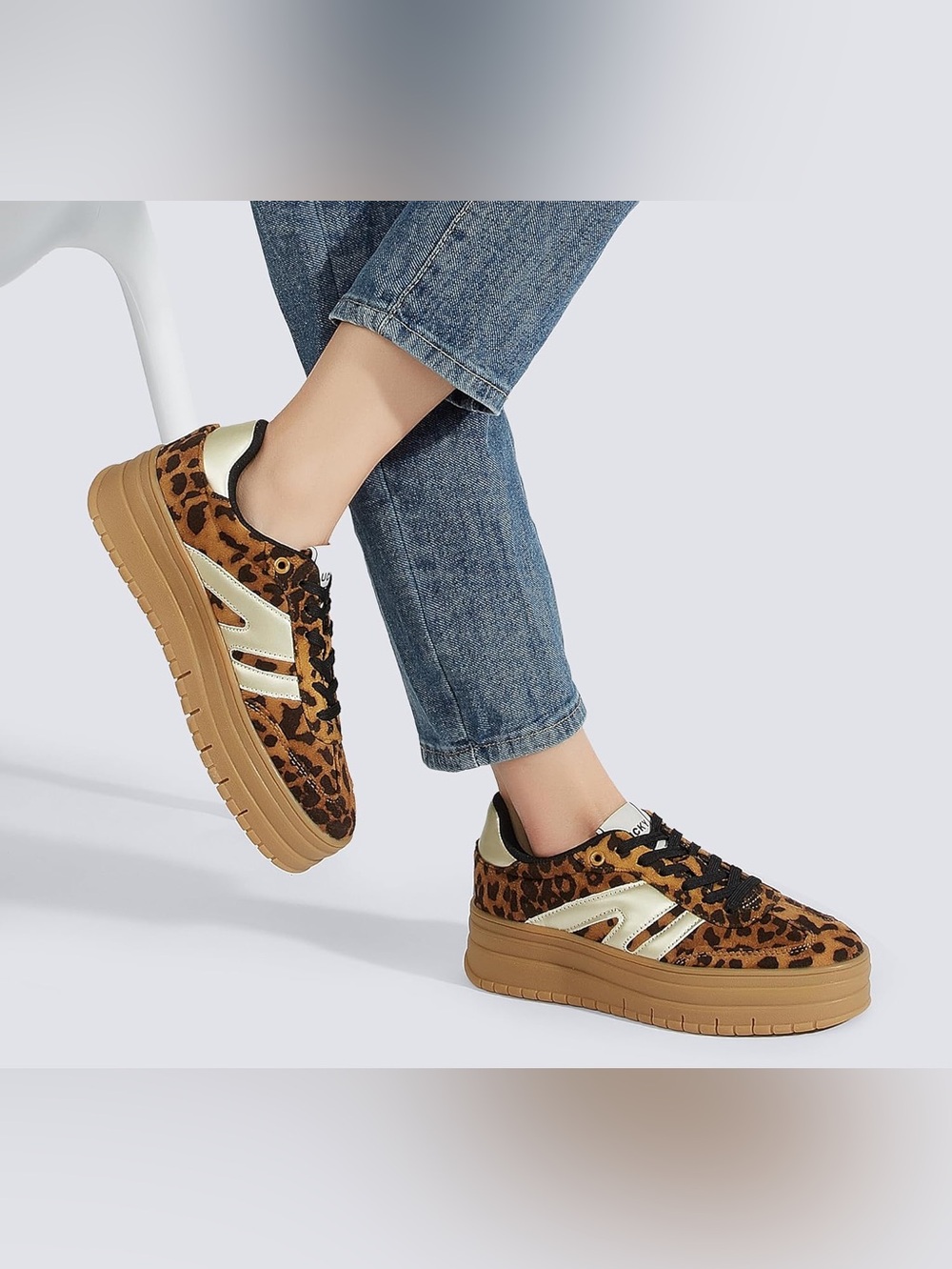 Lucky Step Leopard Platform Sneakers Sz 7 BNWOB - Picture 3 of 11